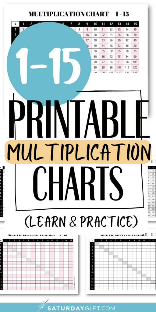 1-15 Printable Multiplication Charts - Learn & Practice | SaturdayGift
