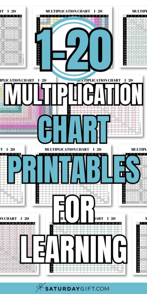 1-20 Multiplication Chart Printables for Learning | SaturdayGift
