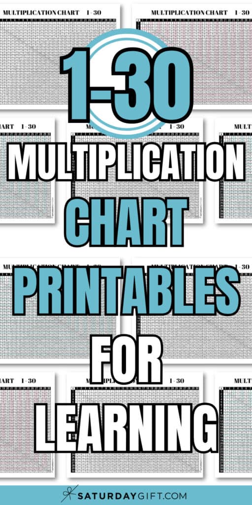 1-30 Multiplication Chart Printables for Learning | SaturdayGift