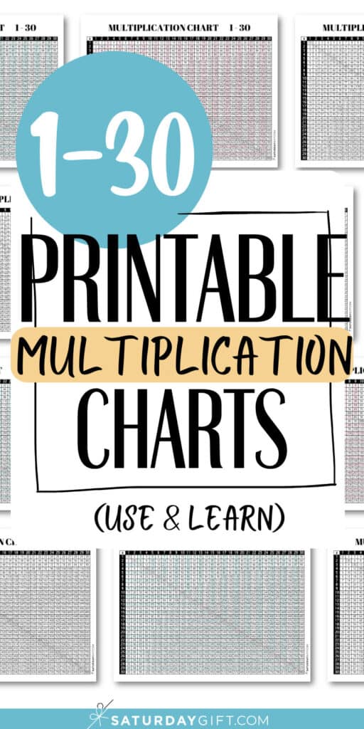 1-30 Printable Multiplication Charts - Use & Learn | SaturdayGift