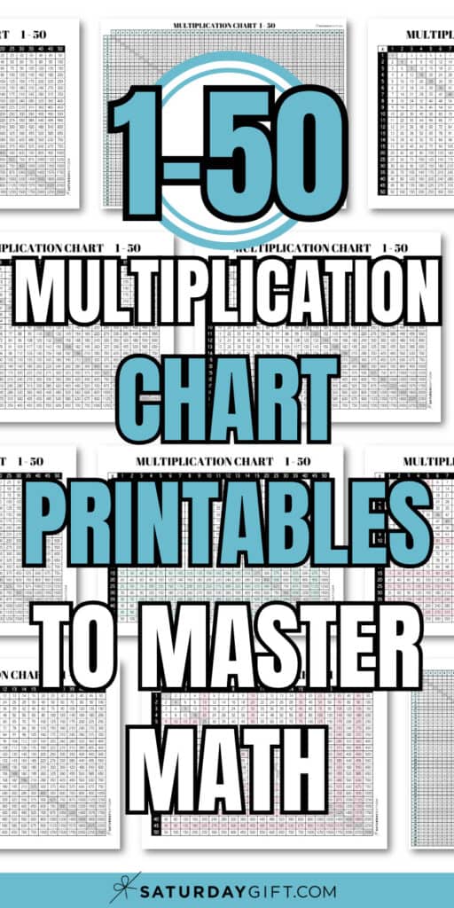 1-50 Multiplication Chart Printables to Master Math | SaturdayGift