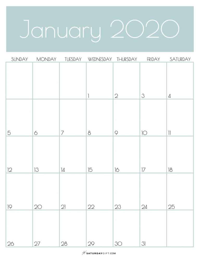 2020 Calendar Free Printable Monthly Calendars Pdf