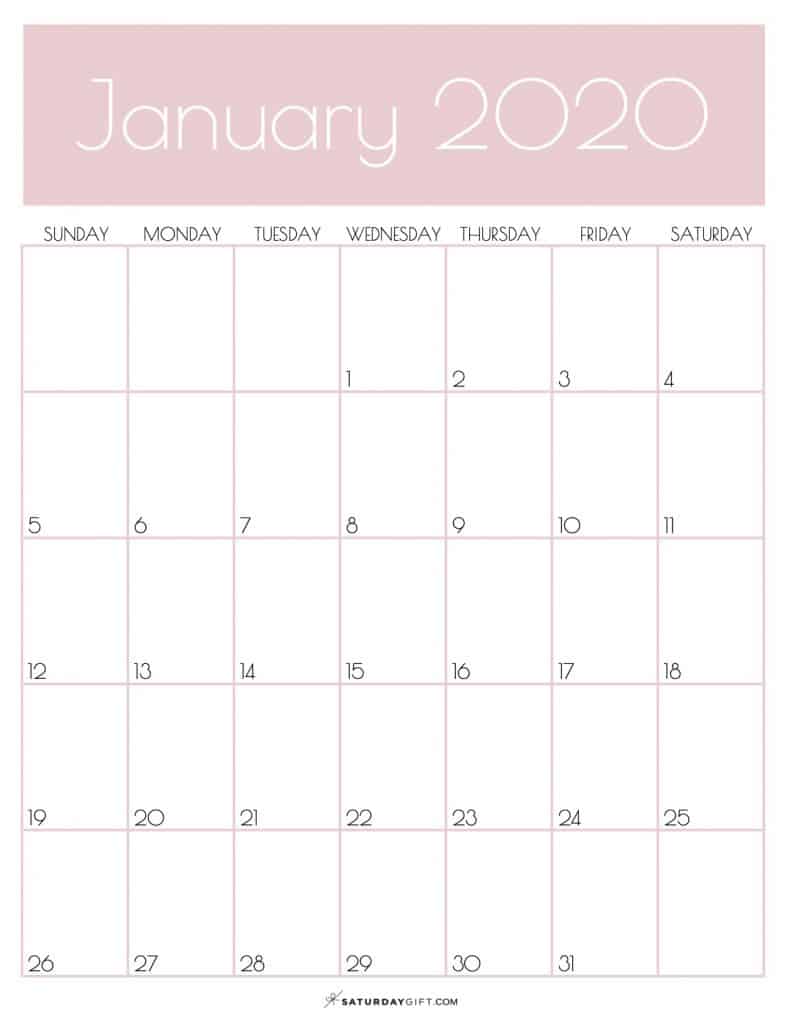 Monthly Goals Planner Calendar January 2020 Rose Gold | SaturdayGift