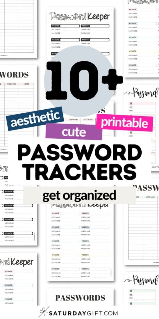 10+ Aesthetic and Cute Password Trackers | SaturdayGift