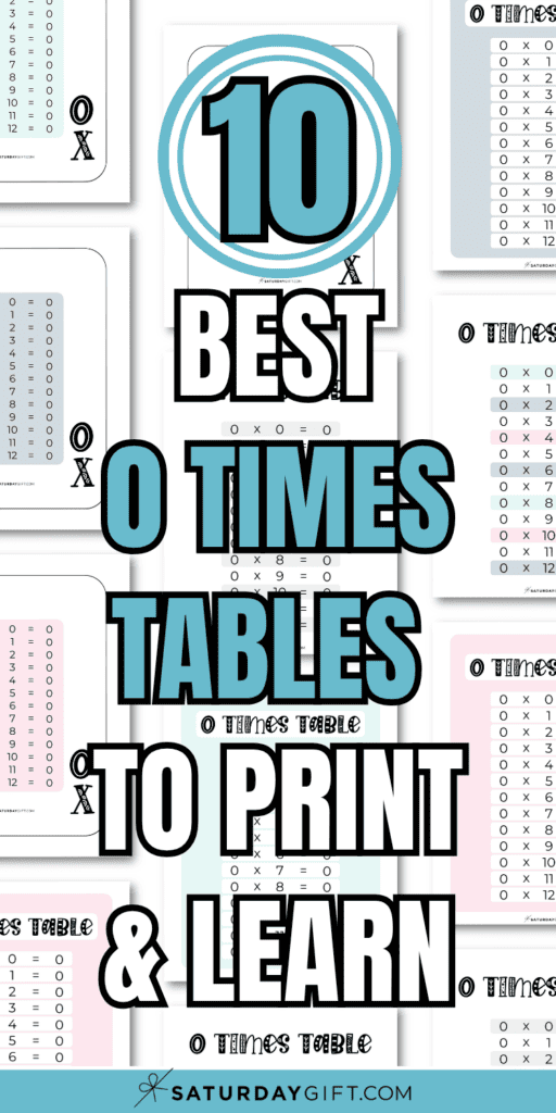 10 Best 0 Times Tables to Print & Learn | SaturdayGift