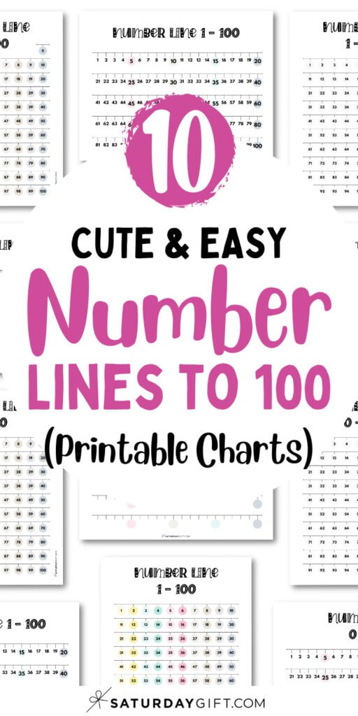 10 Cute & Easy Number Lines to 100 - Printable Charts | SaturdayGift