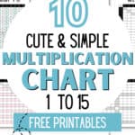 10 Cute & Simple Multiplication Chart 1 to 15 Free Printables - Classroom Ready | SaturdayGift