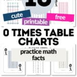 10 Cute and Printable 0 Times Table Charts - Practice Math Facts | SaturdayGift