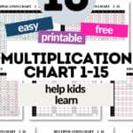 10 Easy Printable and Free Multiplication Chart 1-15 - Help Kids Learn | SaturdayGift