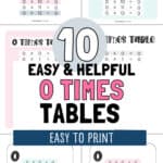 10 Easy and Helpful 0 Times Tables - Easy to Print | SaturdayGift