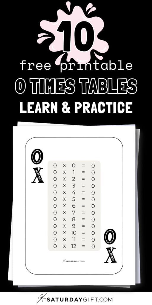 10 Free Printable 0 Times Tables - Learn & Practice | SaturdayGift