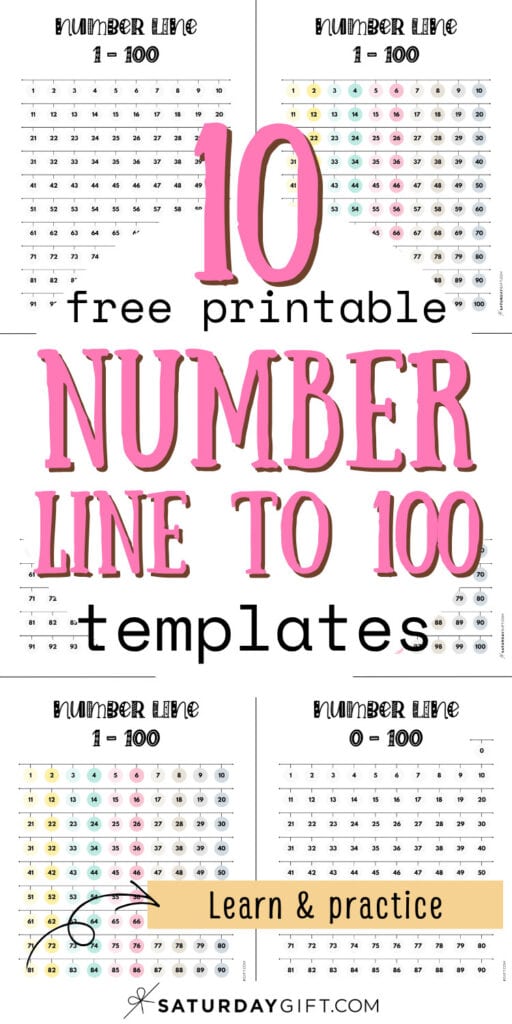 10 Free Printable Number Line to 100 Templates - Learn & Practice | SaturdayGift