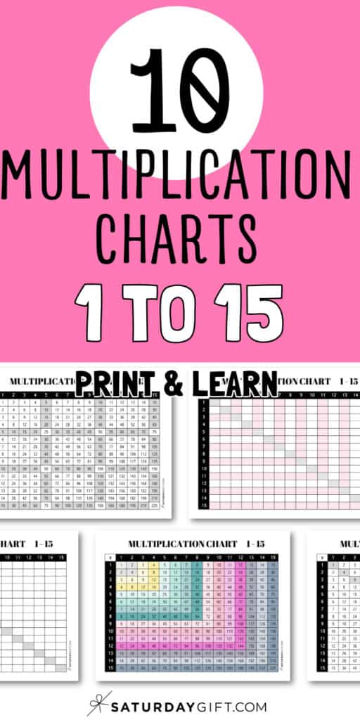 10 Multiplication Charts 1 to 15 - Print & Learn | SaturdayGift