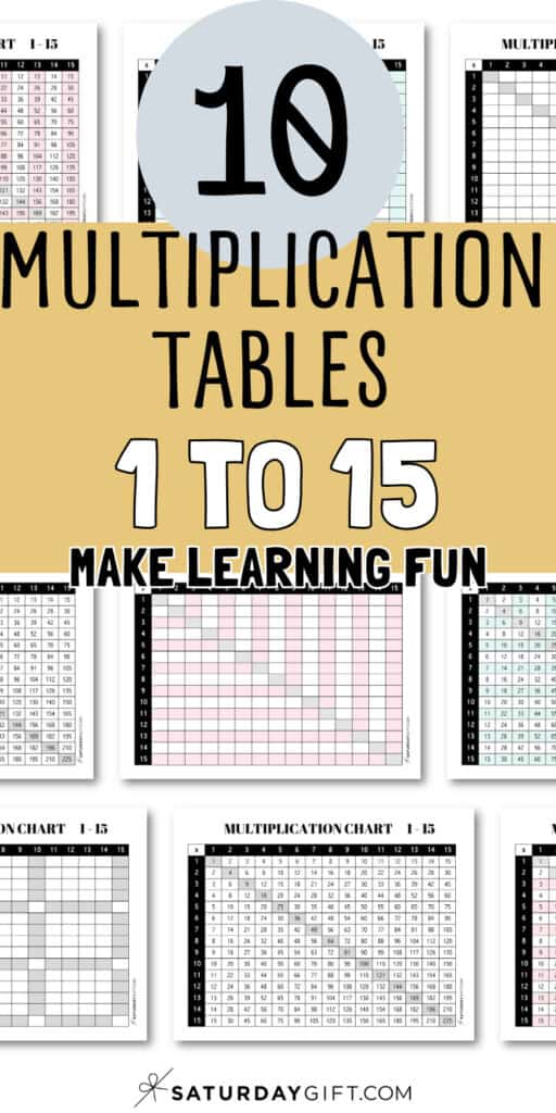 10 Multiplication Tables 1 to 15 - Make Learning Fun | SaturdayGift