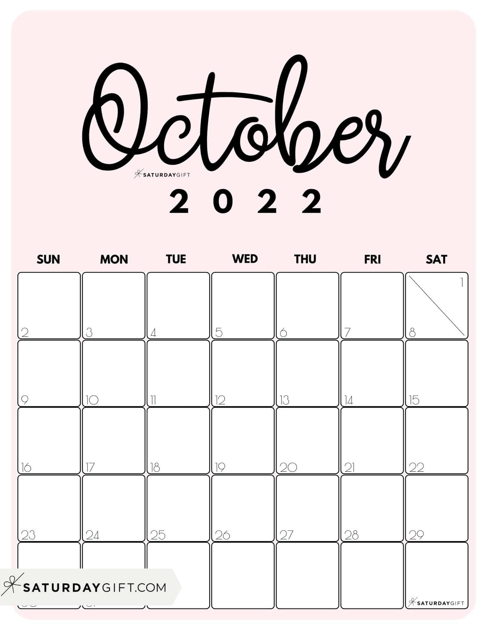 October Calendar - Cute (&amp;Free) Printable October 2022 Calendar Designs
