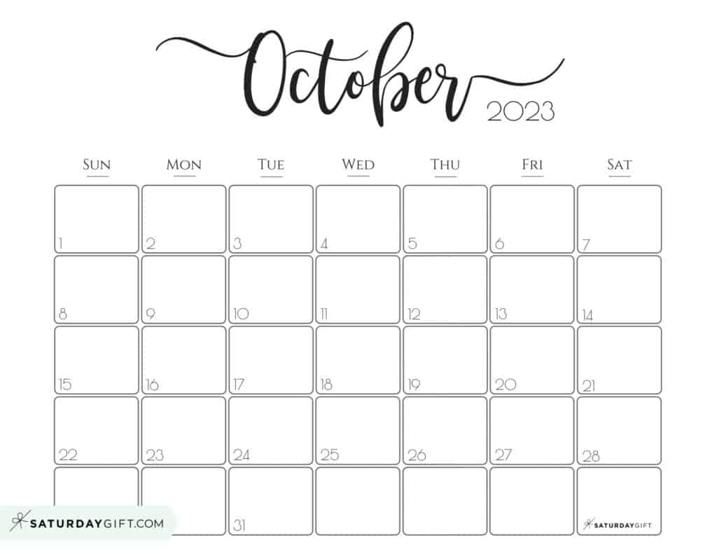 Blank October Calendar