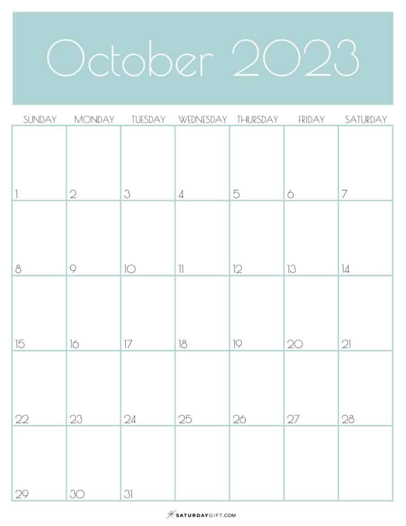 10 OCT Green Monthly Goals October 2023 Calendar Vertical Sunday-start