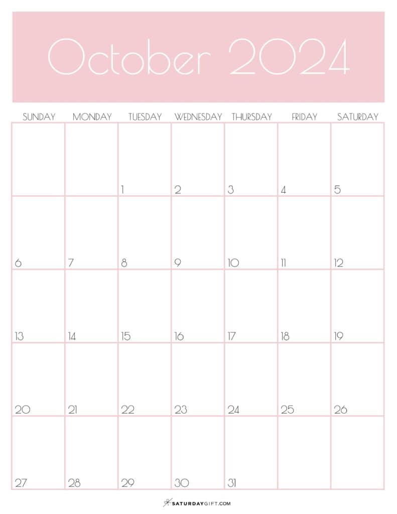 October 2024 Calendar - 20 Cute & FREE Printables | SaturdayGift October 2024 Calendar - 20 Cute & FREE Printables | SaturdayGift