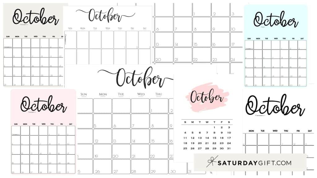 October 2024 Calendar - 20 Cute & FREE Printables | SaturdayGift October 2024 Calendar - 20 Cute & FREE Printables | SaturdayGift