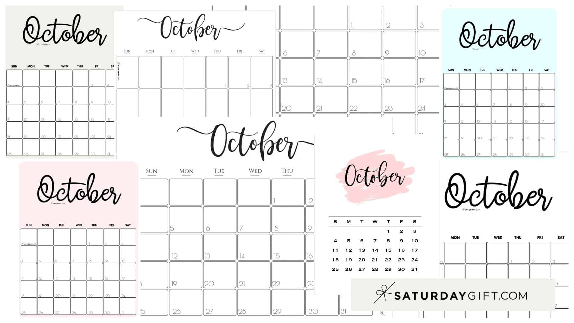 October 2024 Calendar - 20 Cute & FREE Printables | SaturdayGift October 2024 Calendar - 20 Cute & FREE Printables | SaturdayGift