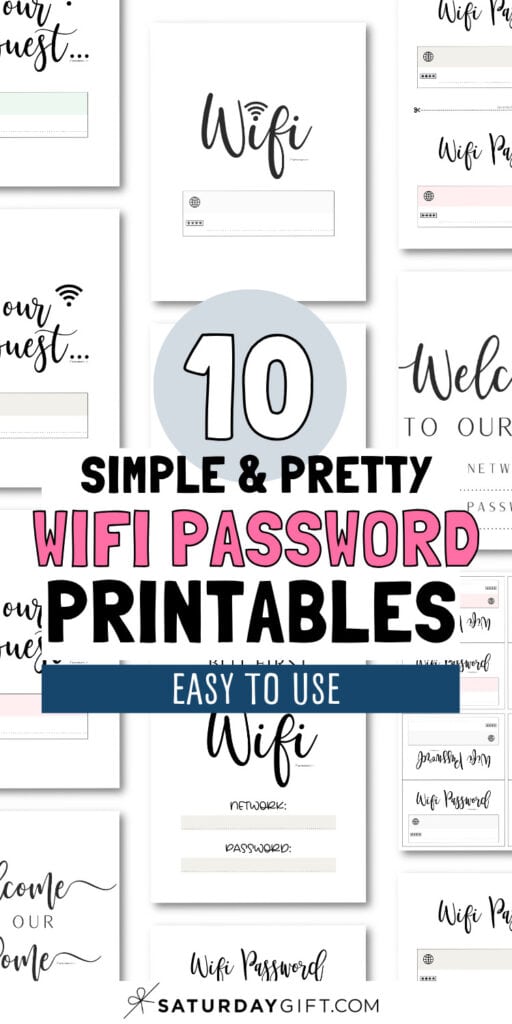 10 Simple & Pretty Wifi Pssword Printables | SaturdayGift
