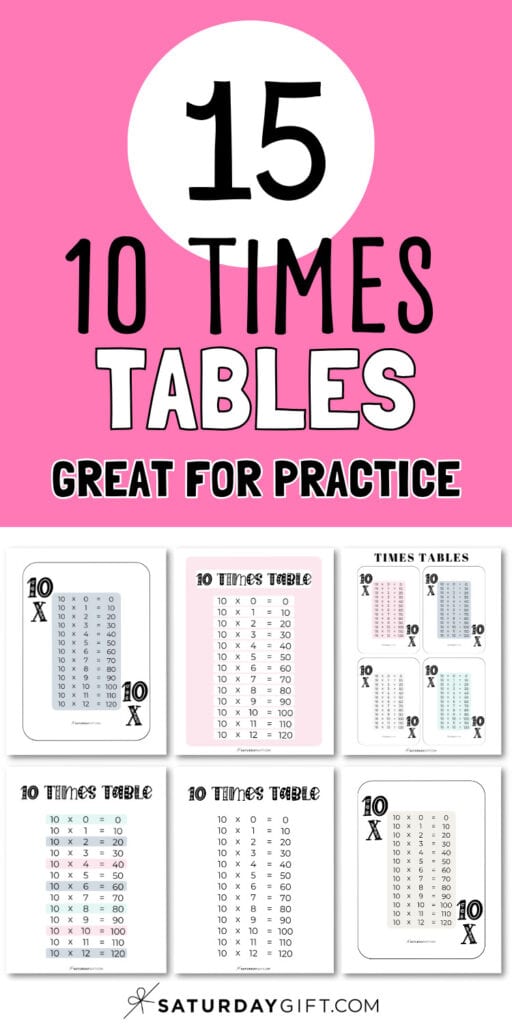 10 Times Tables - Great for Practice | SaturdayGift