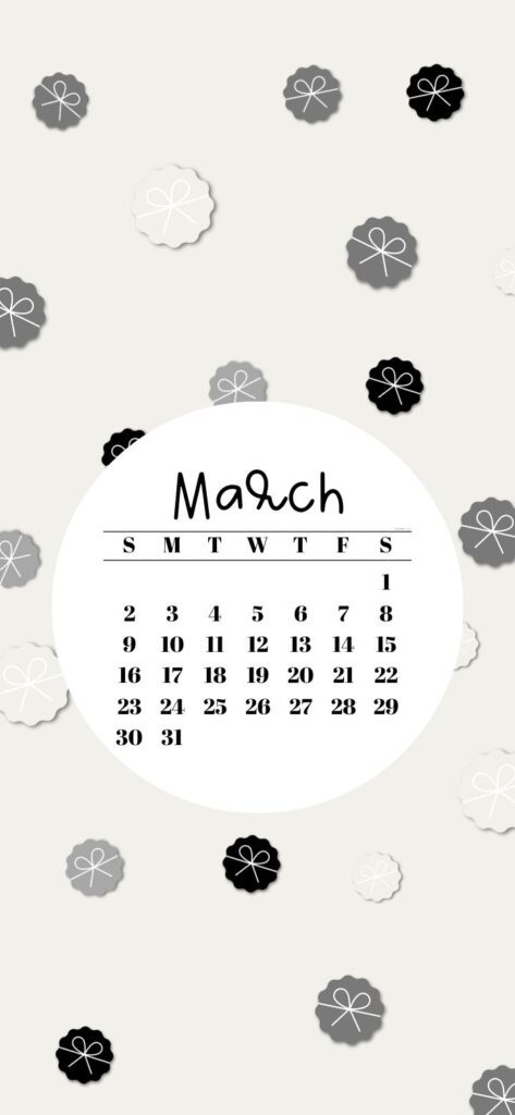 10. Pretty Bows Background & March 2025 Calendar SaturdayGift