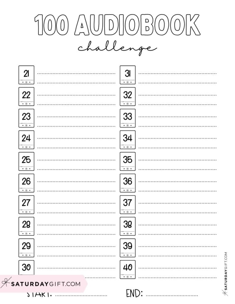 100 Audiobook Reading Journal Page 2