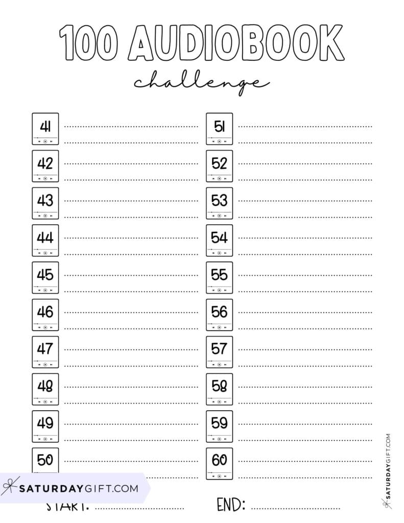 100 Audiobook Reading Journal Page 3