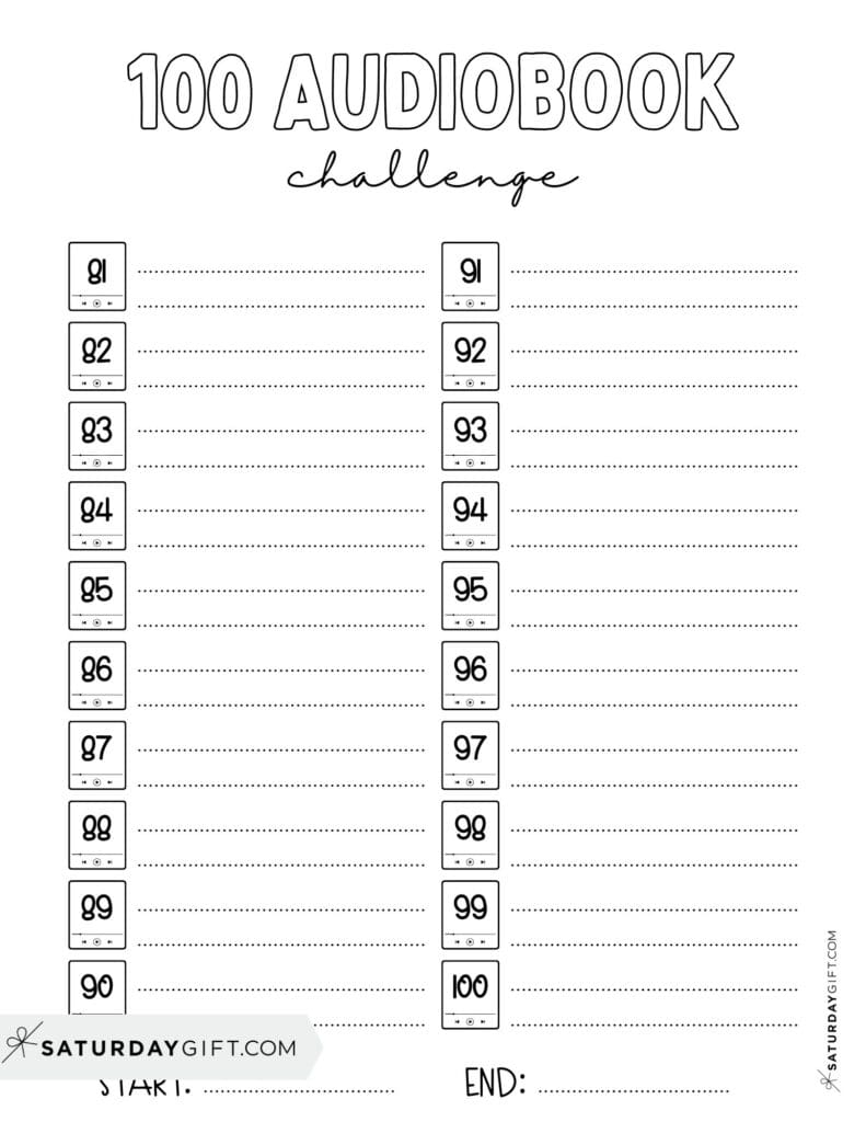 100 Audiobook Reading Journal Page 5