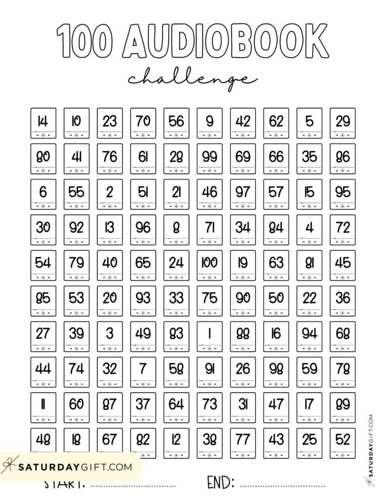 100 Audiobook Reading Tracker Challenge