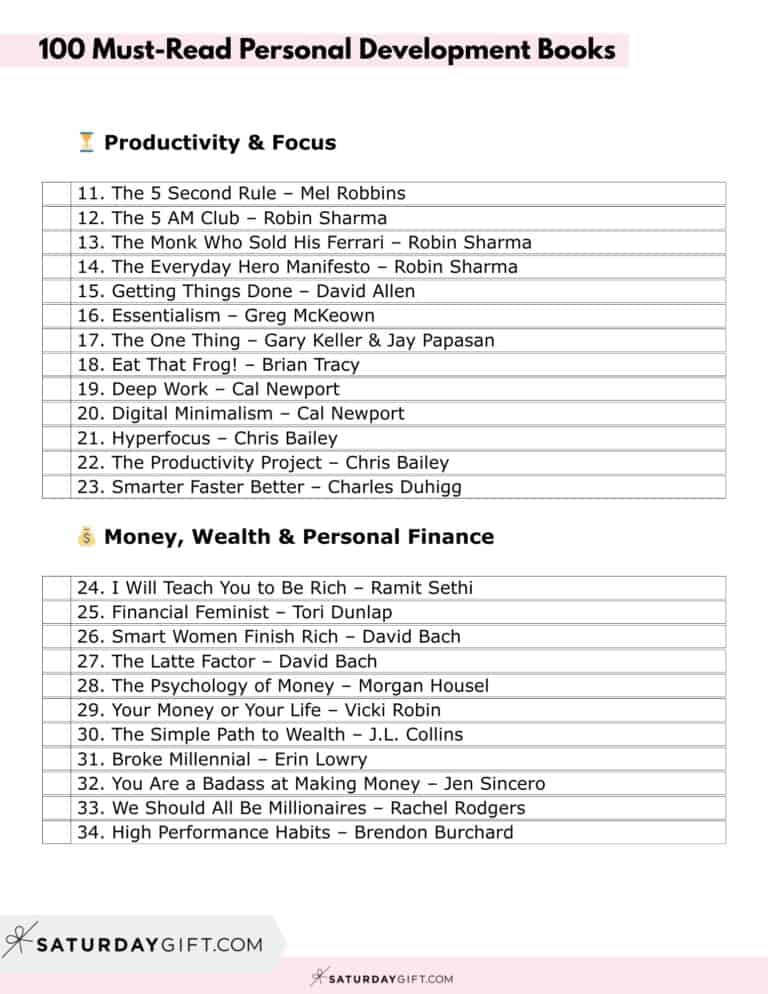 100 Best Books To Read for Personal Development + Printable List