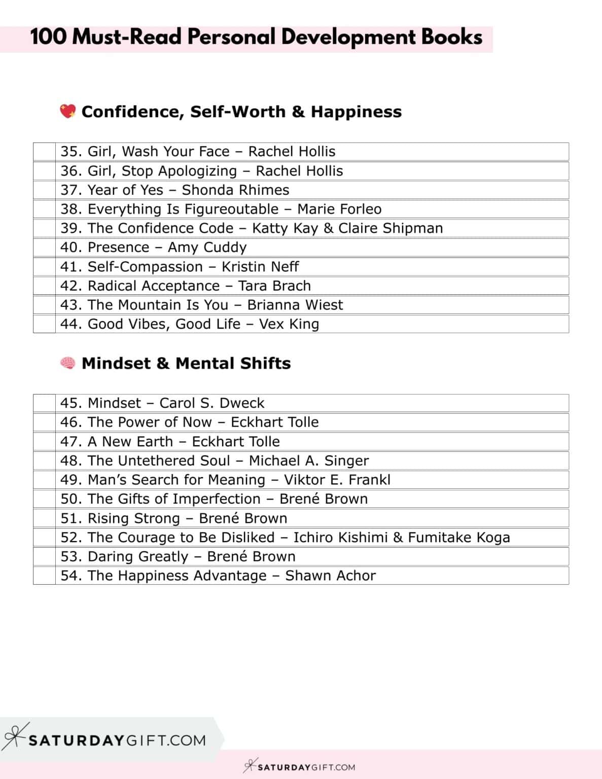 100 Best Books To Read for Personal Development + Printable List