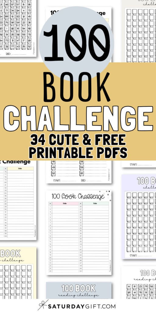 100 Book Challenge 34 Cute and Free Printable PDF | SaturdayGift