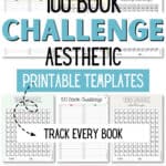100 Book Challenge Aesthetic Printable Templates | SaturdayGift