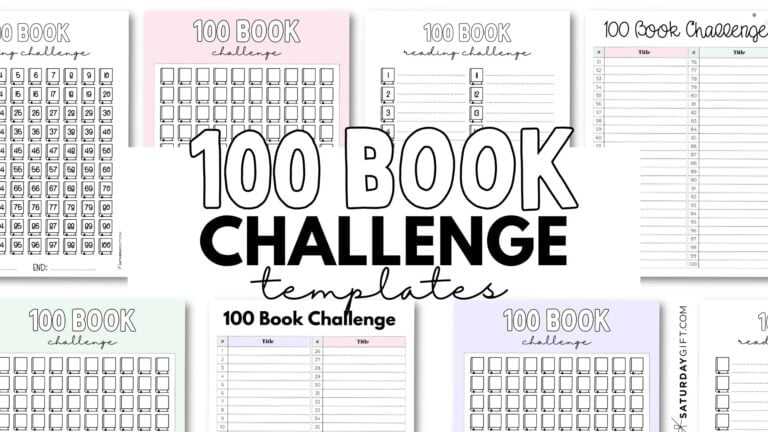 100 Book Challenge Free Printable Templates | SaturdayGift