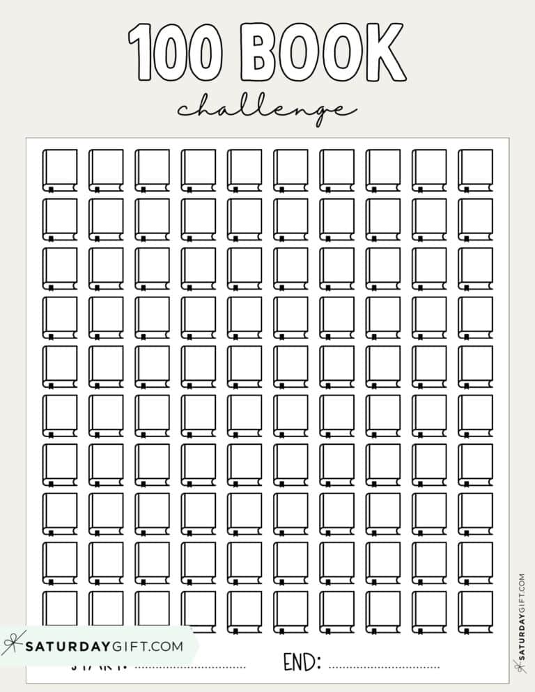 100 Book Challenge Template - 34 Free printables | SaturdayGift