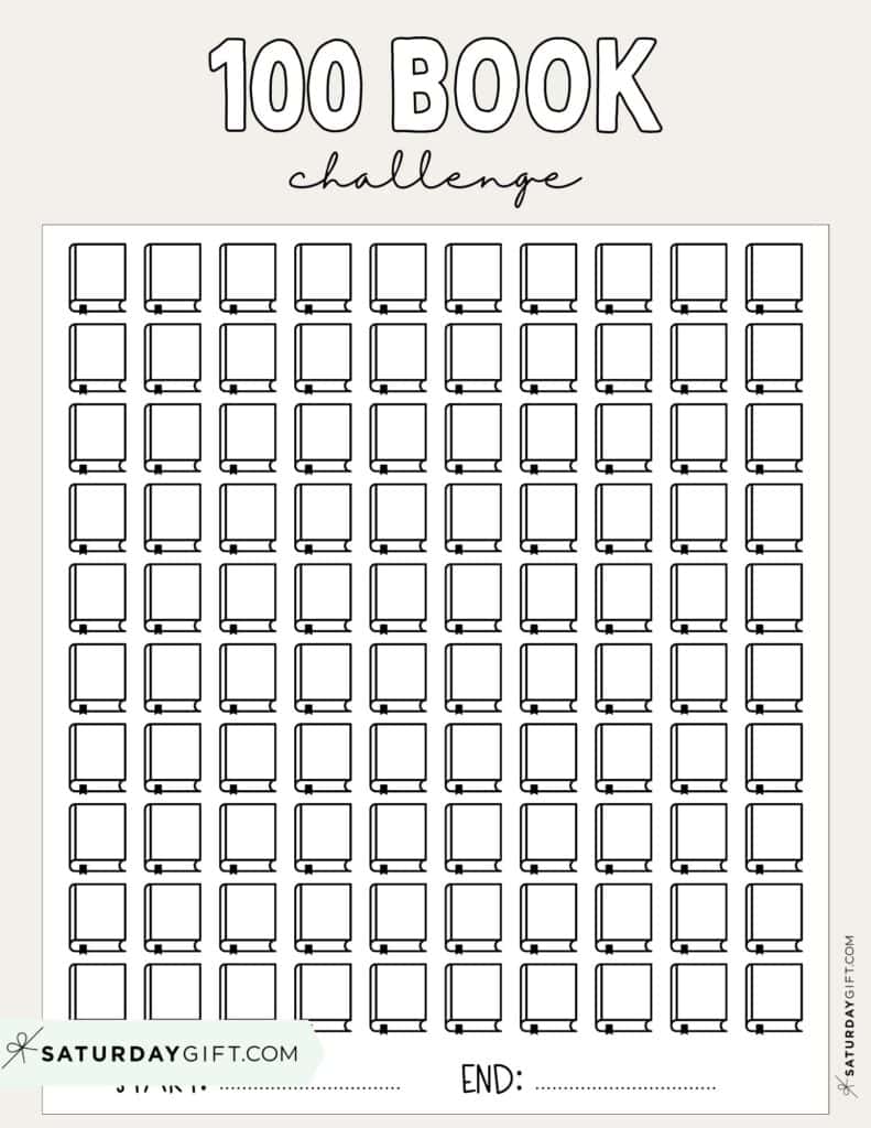 100 Book Challenge Printable Free Beige