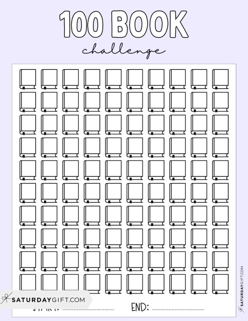 100 Book Challenge Printable Free Lilac