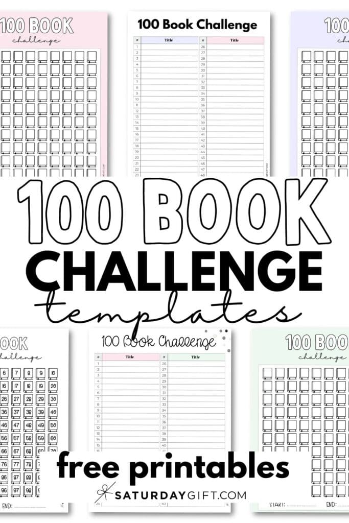 100 Book Challenge Template Aesthetic Free Printable PDFs | SaturdayGift