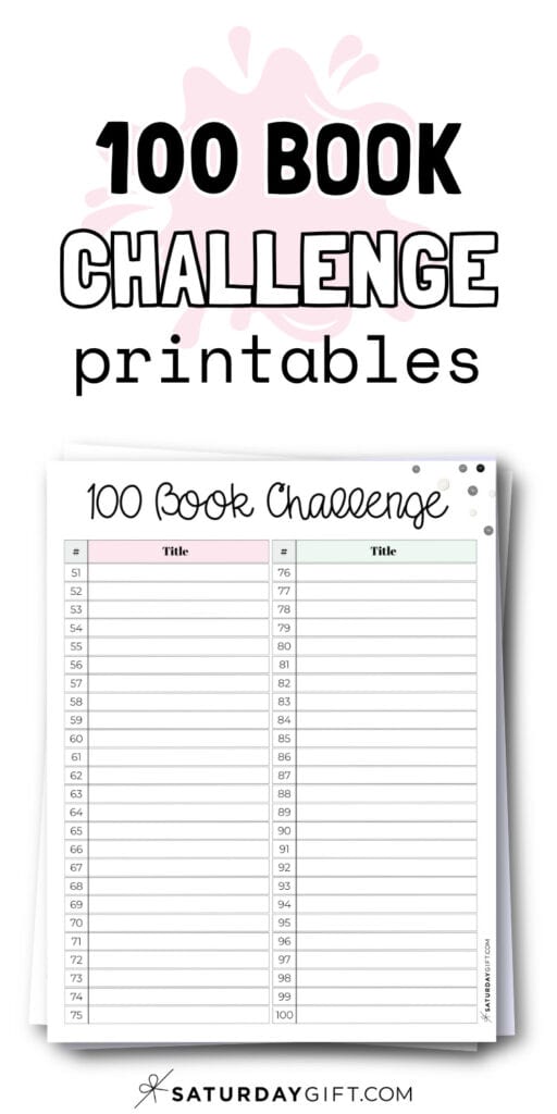 100 Book Challenge Template | SaturdayGift