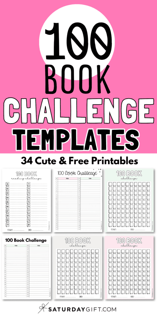 100 Book Challenge Templates - Cute Free Printables | SaturdayGift