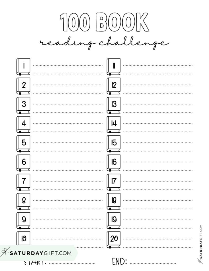 100 Book Reading Journal Page 1