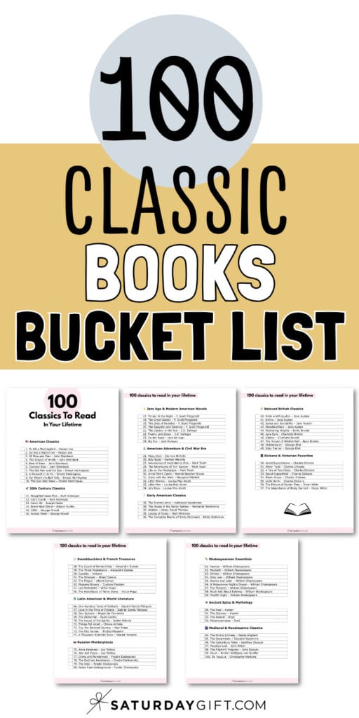 100 Classic Books Bucket List | SaturdayGift