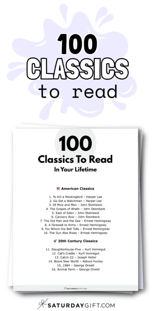 100 Classics to Read | SaturdayGift