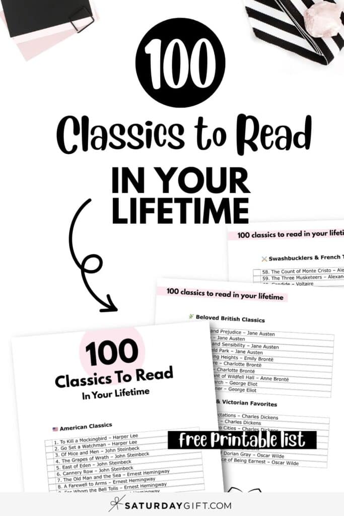 100 Classics to Read in Your Lifetime Printable List