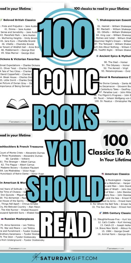100 Iconic Books You Should Read | SaturdayGift