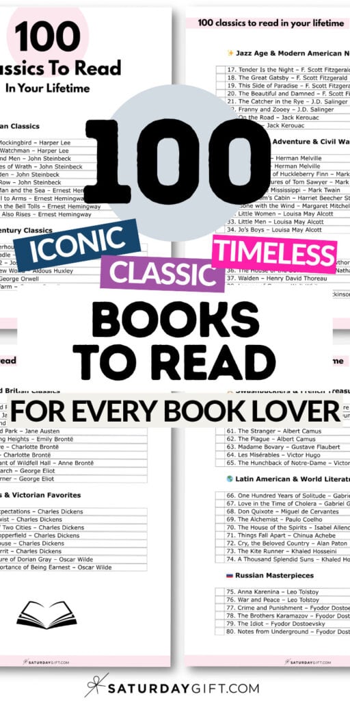 100 Iconic and Classic Books to Read | SaturdayGift