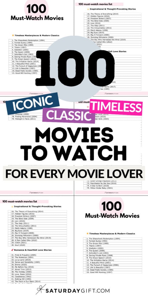 100 Iconic and Classic Movies to Watch | SaturdayGift