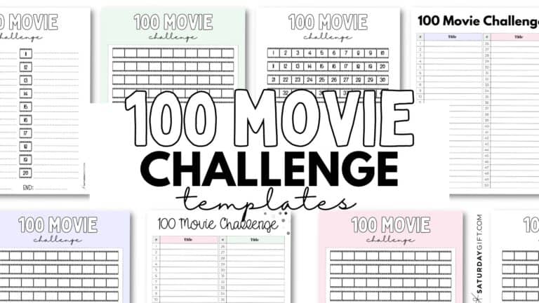 100 Movie Challenge Free Printable Templates | SaturdayGift